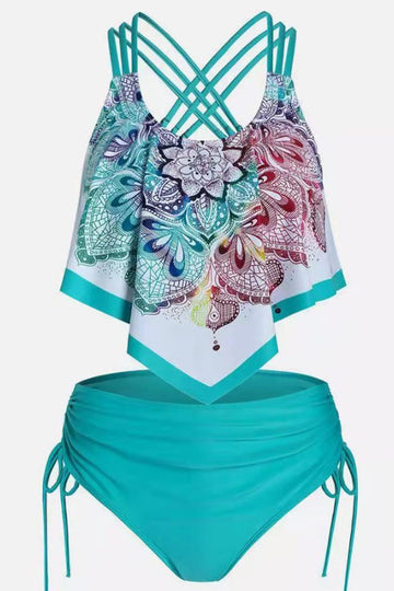 Deux maillots de bain imprimés verts Tankini